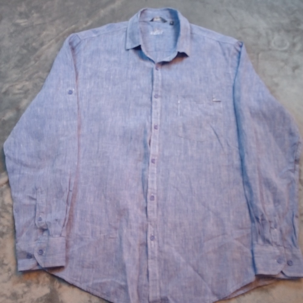 BOHIO Linen Shirt Mens Sz‎ XL Blue Long Sleeve Lightweight Vacation Resort Beach